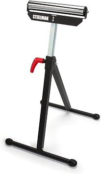 Steelman Single Roller Stand Workstation Support, Durable Steel Construction, Adjustable Height, Foldable for Portability, 132 lb. Capacity