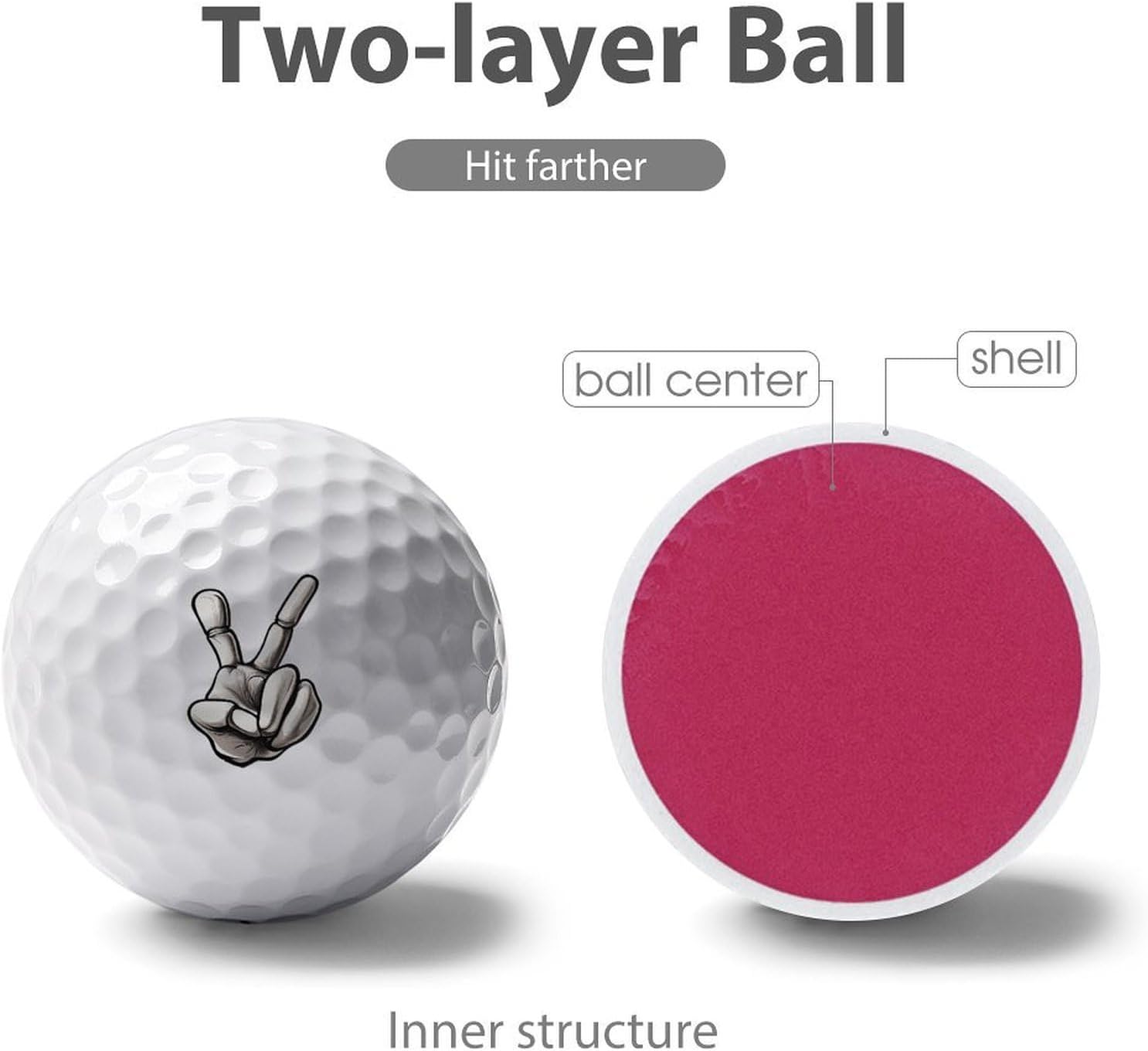 Halloween Skeleton Hand Peace Print Golf Balls Personalized Novelty Balls Gift for Men Women Golfers Lovers
