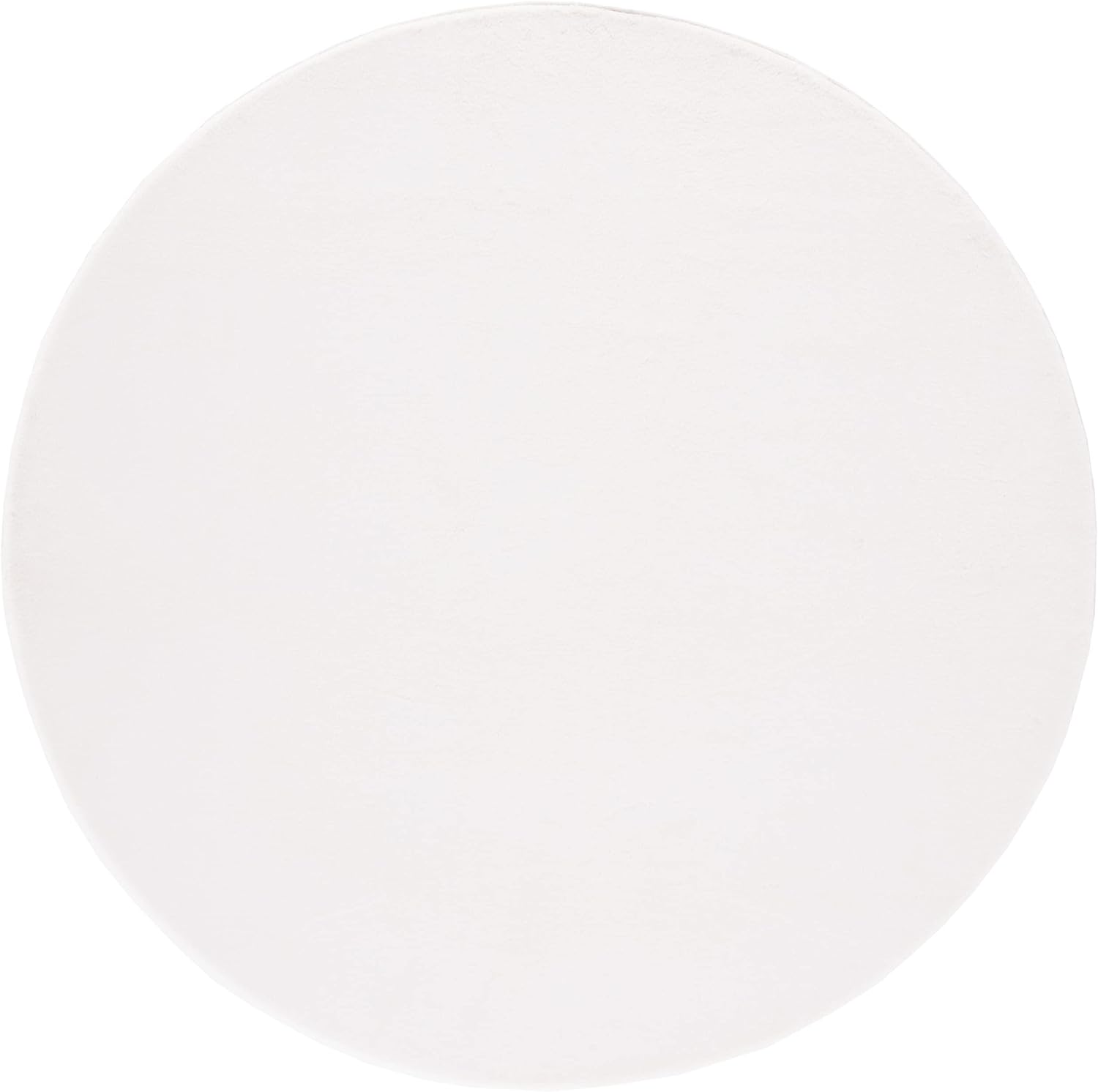 SAFAVIEH Washable Rug Faux Rabbit Fur Shag Collection - 6' Round, Off-White, Slip Resistant & Easy Cleaning, Ideal for Living Room, Bedroom, Kids Playroom, Nursery, Dining Space (FRF500A)