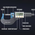 HDLNKAK Digital Micrometer, Outside Micrometer Precision Measuring Tool, 0-1"/0-25 mm, Inch/Metric 0.00005"/0.001 mm, Machinist Thickness Gauge Tool, Large LCD Display