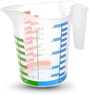 Titiz Measuring Cup BPA Free Measuring Multi-Purpose Liquid and Dry Use Plastic Colored - Non-Slip silicone Base, Break resistant 500ML