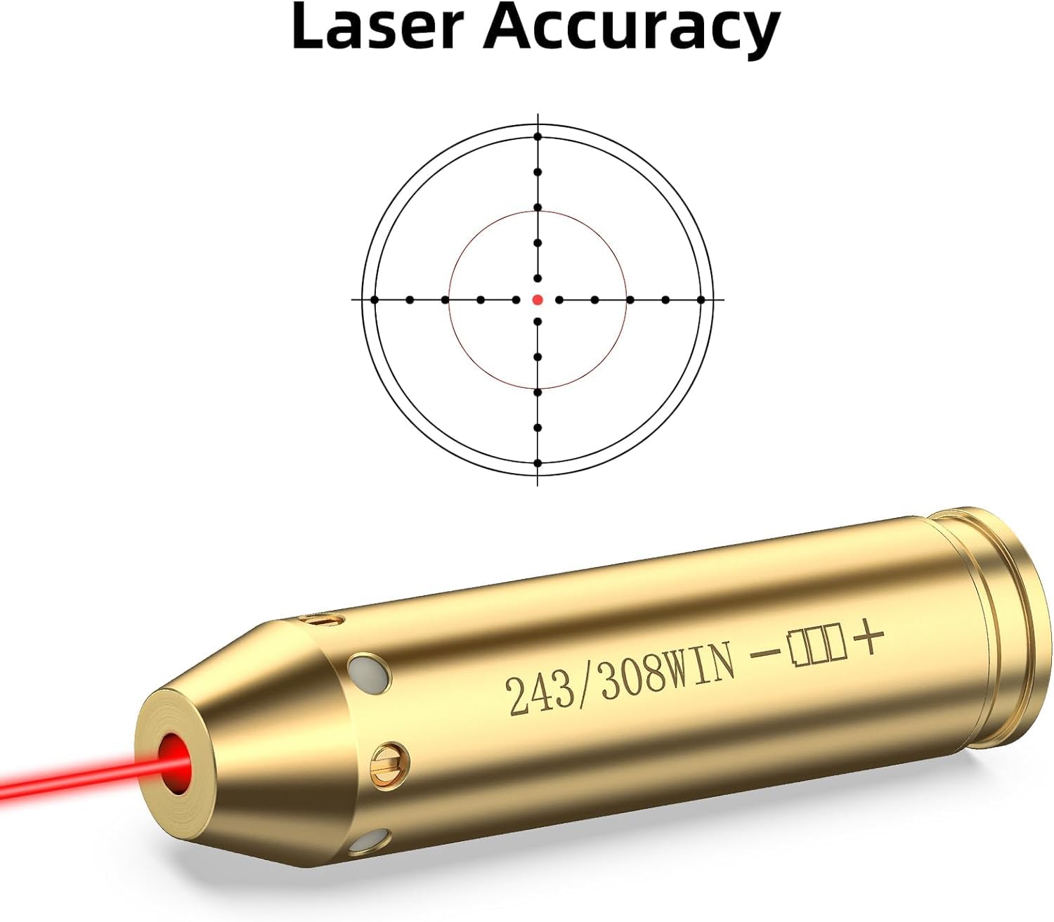 Cartuccia di Allineamento Laser,308 Win | Mirino a Punto Rosso con 2 Set di Batterie | Calibrazione di Precisione per Fucile da Caccia e Tiro Sportivo
