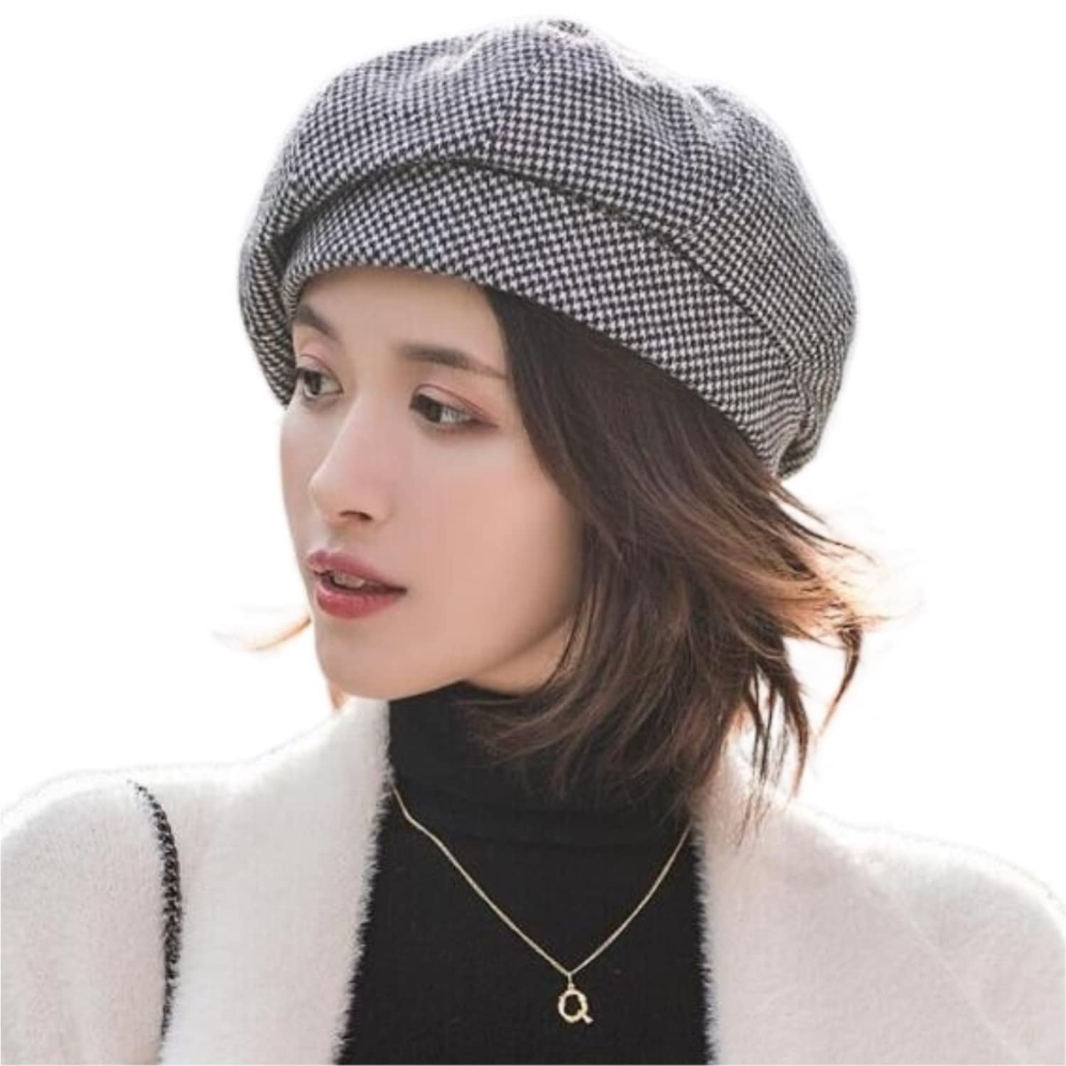 Gorro de Lana de Invierno para Mujer, Exquisito Gorro de Punto, cálido, Estilo británico, Estilo Pintor (Talla única)