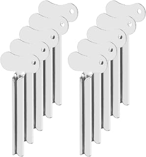 Framendino, 10 Pack Stainless Steel Tube Squeezer Toothpaste Squeezer Keys Dispenser Roller for Toothpaste Cosmetic Silver