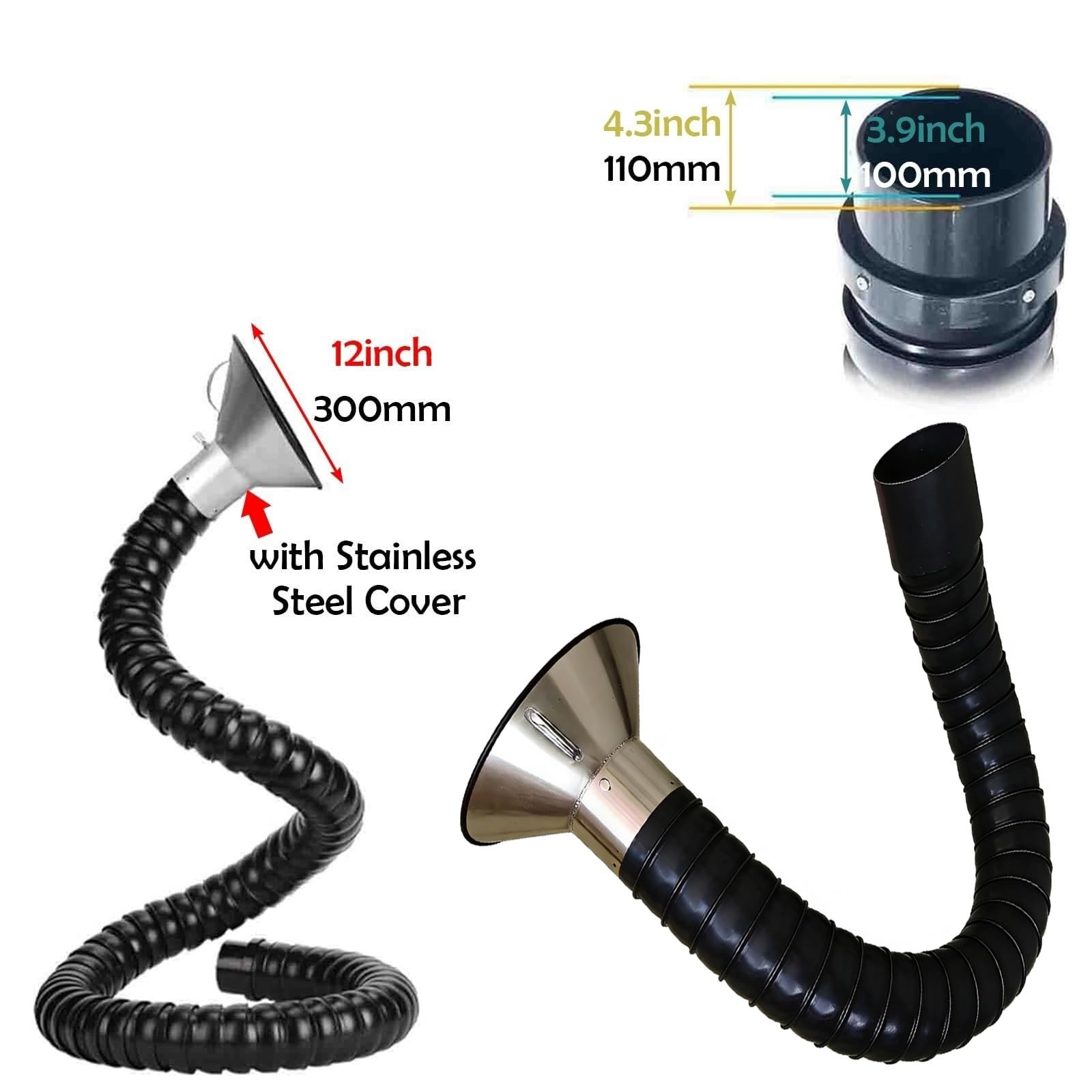 Brazo Articulado Para Extracción De Humos, Manguera De Succión Flexible De 45-200mm Con Válvula Ajustable, Para Soldadura, Laboratorio, Recogida De Polvo(L 1.5m*ID 100mm)