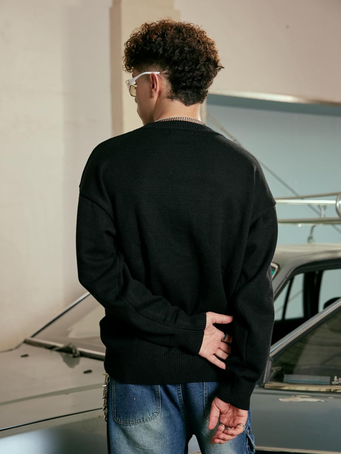 Mens Graphic Sweater Unisex Long Sleeve Knit Oversized Sweater Aesthetic Streetwear Casual Sweaters Tunic Tops - Image 3