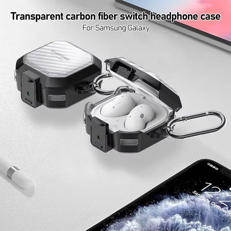 Image of Oboe PC Case 'Compatible with' Samsung Galaxy Buds FE (2023), Buds 2 Pro (2022), Galaxy Buds 2 (2021), Galaxy Buds Pro, Buds Live with Keyring (Secure Lock Case) [Buds & Charging CASE NOT Included]