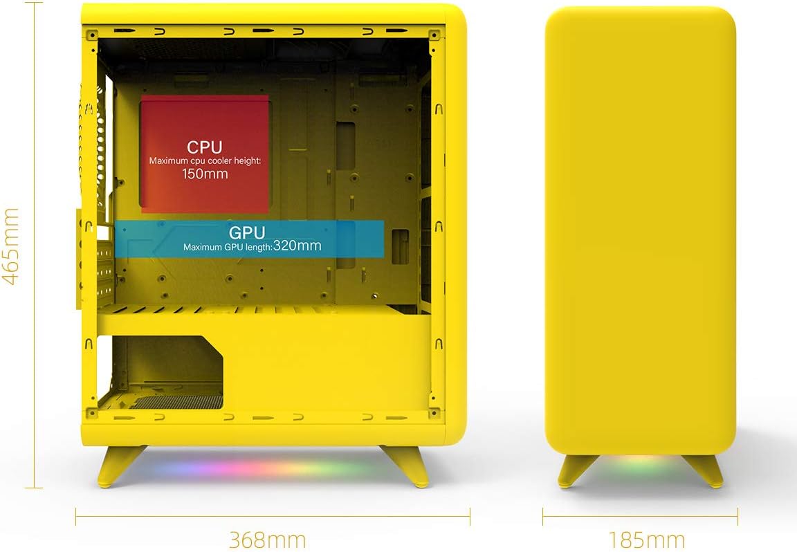 Up To 40% OFF GOLDEN FIELD Q3056-Y Mini ITX PC Case Small Size Yellow Computer Cases with Bottom ARGB Lighting Strip(Yellow)