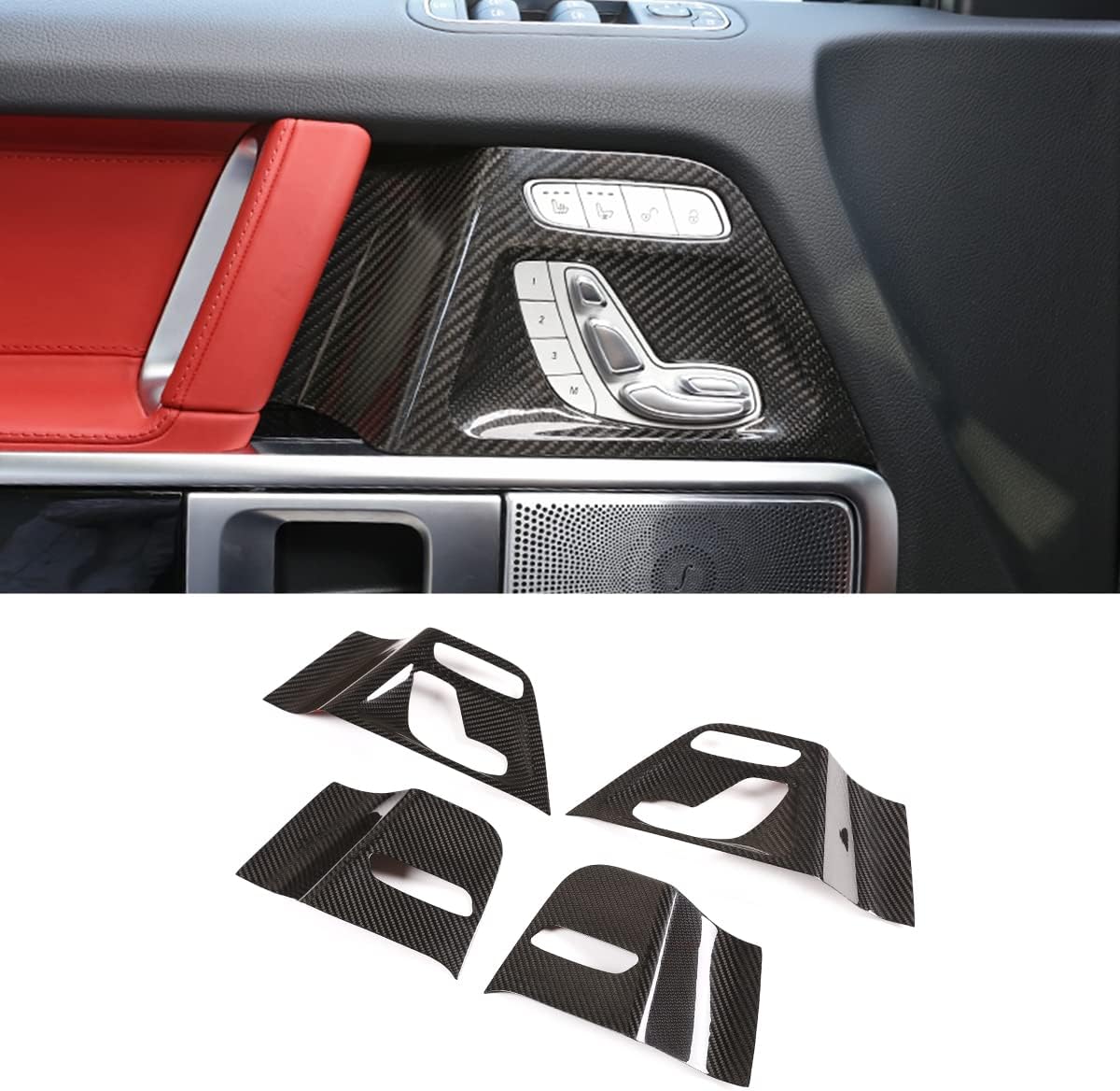 for Mercedes Benz G Class W463 W464 2019 2020 Real Carbon Fiber Car Seat Switch Button Protective Sticker Auto Interior Accessories