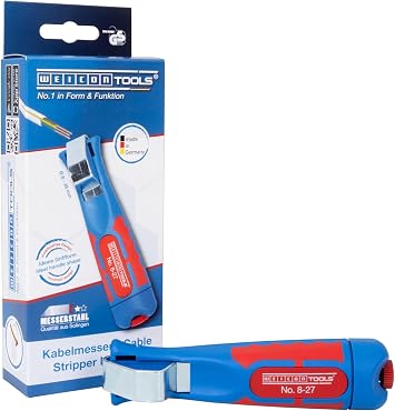 WEICON Cable Stripper No. 8-27 | سكين تجريد متعدد | مع عمق قطع قابل للتعديل | لجميع الكابلات المستديرة المشتركة | نطاق العمل 8-28 مم