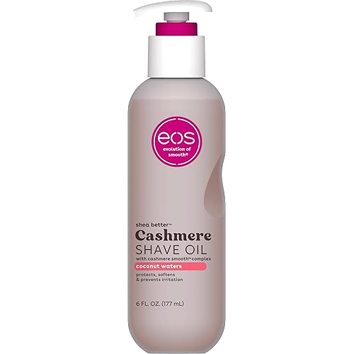 eos Cashmere Shave Oil – Coconut Waters, Moisturizing Shave Oil with Shea Butter & Glycerin, Helps Prevents Irritation & Razor Burn, Vegan, 6 fl oz