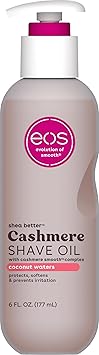 eos Cashmere Shave Oil Coconut Waters, Moisturizing Shave Oil with Shea Butter & Glycerin, Helps Prevents Irritation & Razor Burn, Vegan, 6 fl oz