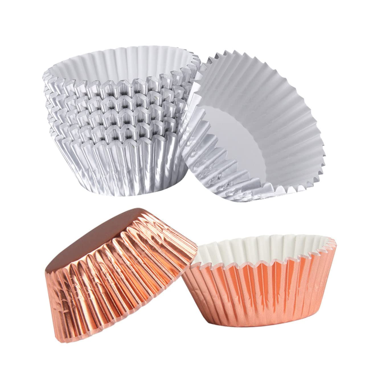 BESTonZON 600pièces Caissettes à Muffins Papier Métallique Épais Rose Pour Gâteaux Et Desserts Pour Fêtes Mariages Et Événements Spéciaux
