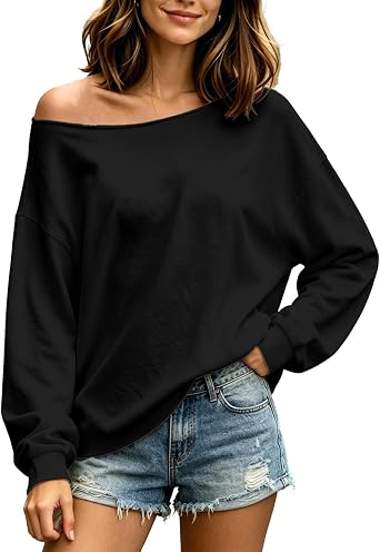 Womens Off The Shoulder Tops Lightweight Sweatshirts Fall Tshirts