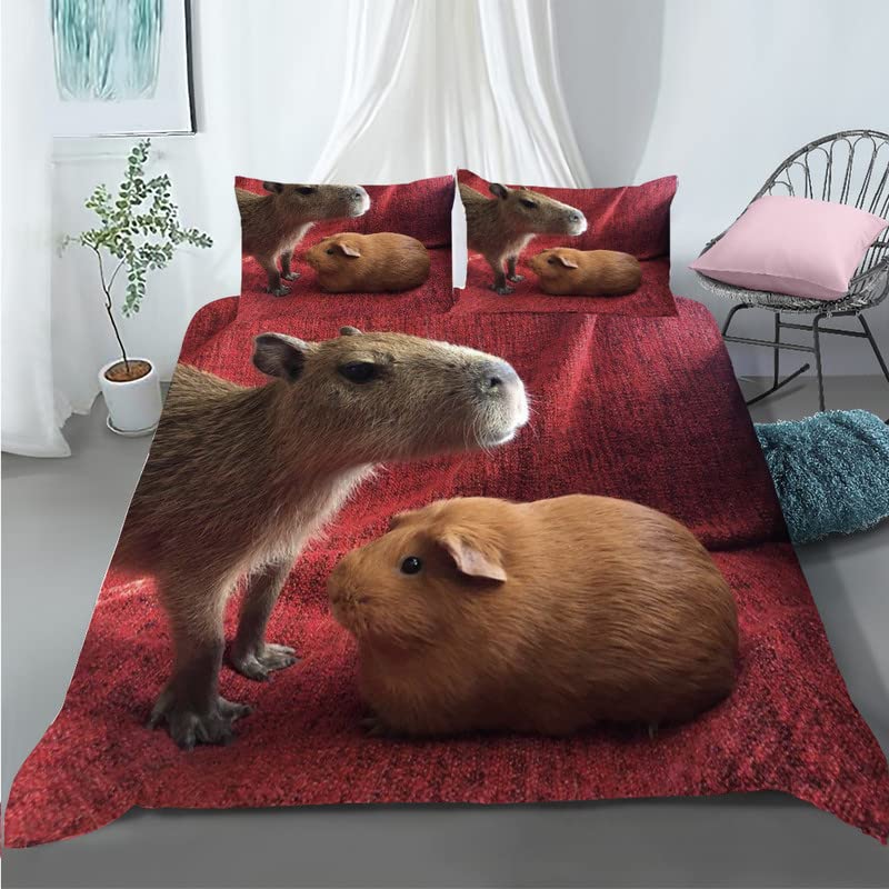 Parure de lit 90x190 capybara anti-plis en microfibre respirante pour lit enfant une place