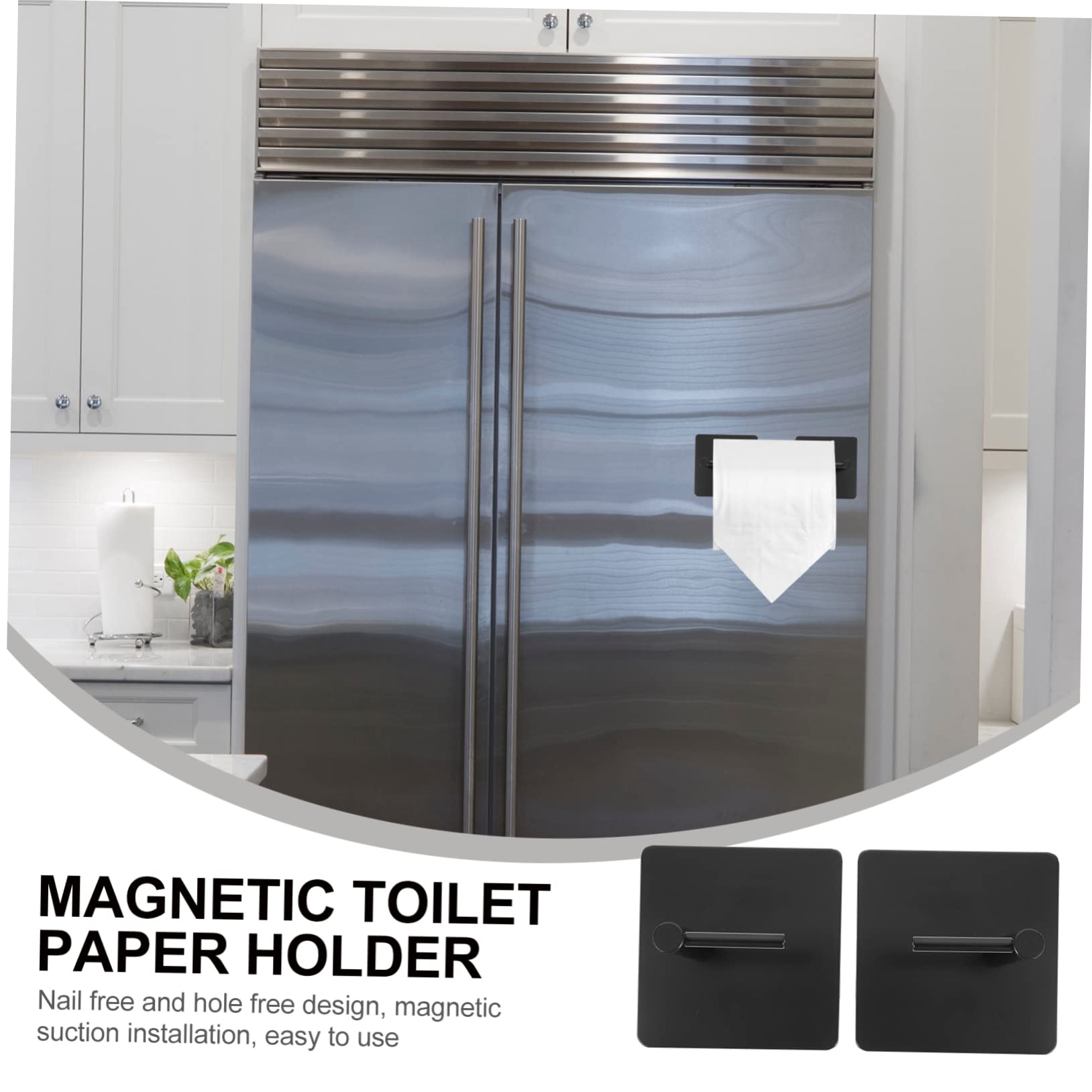 PRETYZOOM Porta Carta Nero in Acciaio Inossidabile Magnetico Igienica Design Salvaspazio Semplice e Moderno, per Bagno e Soggiorno