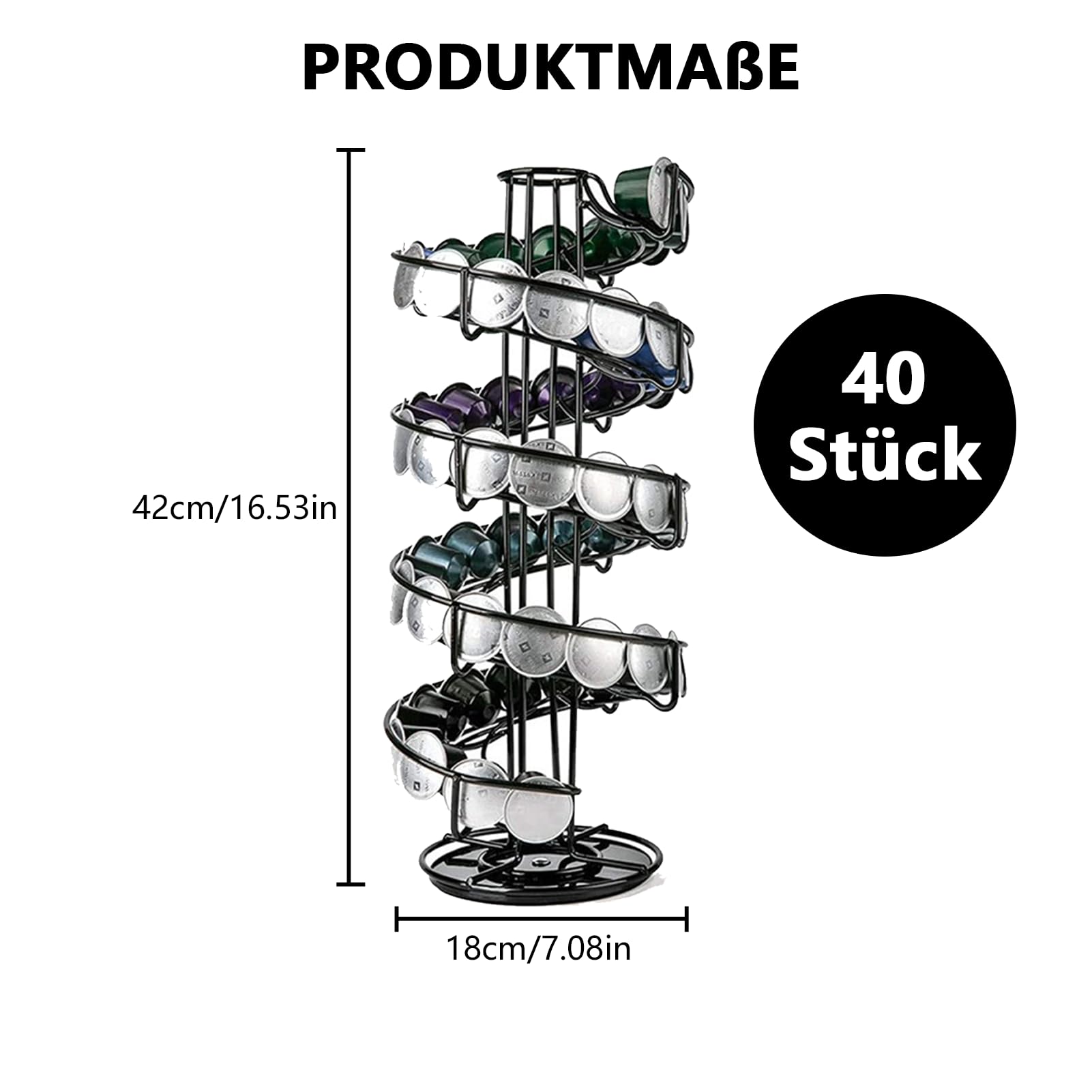Drehbarer Kapselhalter,kompatibel mit Nespresso-Original-Kapseln,40 Stück Kaffee Organizer,um 360 Grad drehbar,Platzsparend Zubehör Kapselspender für Küchen Café Ruheraum (Eierhalter)