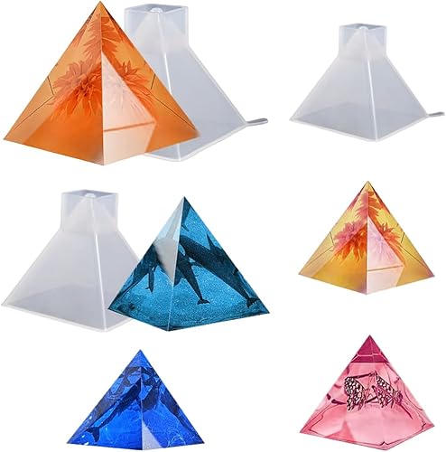 3 piezas de moldes de resina piramidal de silicona 3D, juego de moldes de pirámide epoxi para moldes de resina epoxi, moldes de resina, moldes de