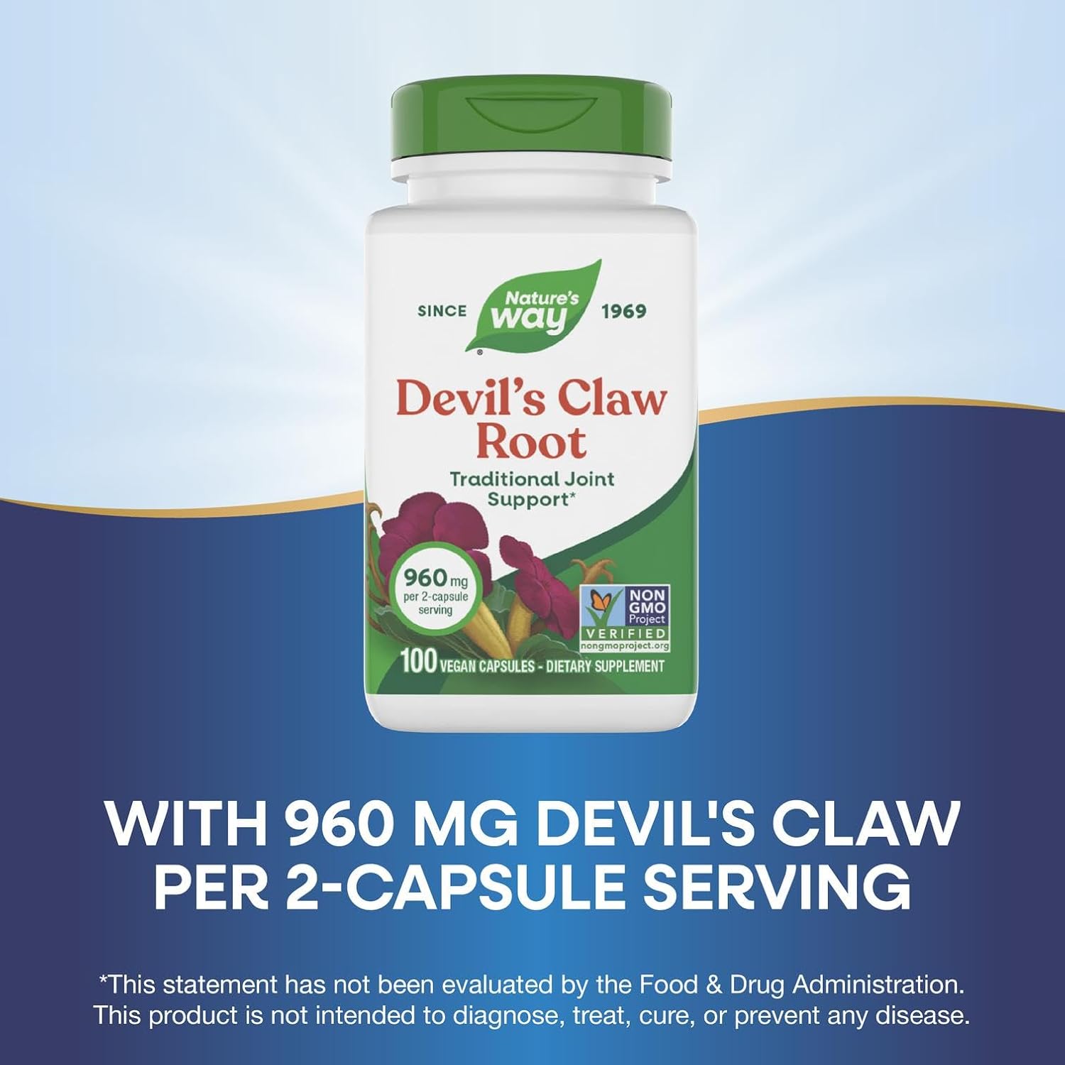 Nature’s Way Devil's Claw Root, Traditional Joint Support*, 960 mg per 2-Capsule Serving, Gluten-Free, Non-GMO Project Verified, 100 Vegan Capsules (Packaging May Vary) - Image 4