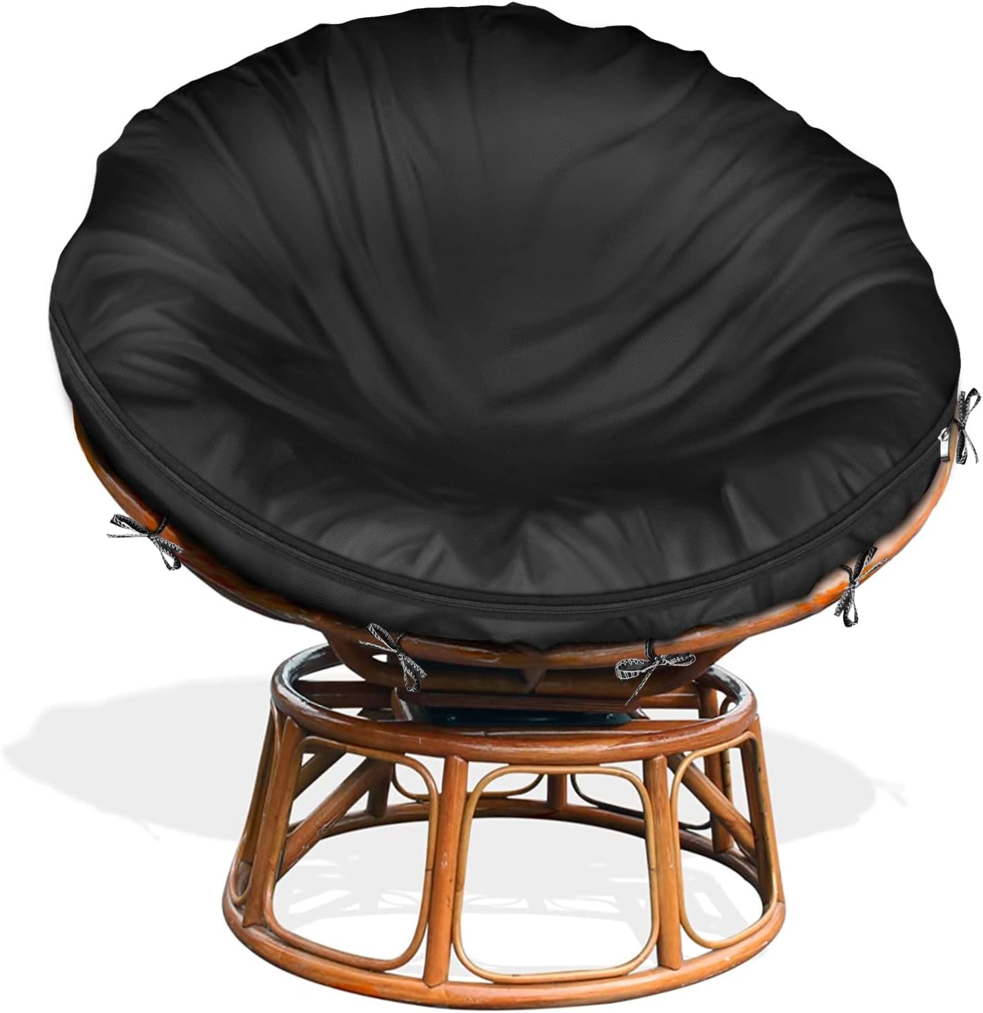Papasan Cushion Cover Waterproof Only,(for 47in-55in Outdoor Indoor Papasan Chair Cushion Covers) Black, Zipper Design for Easy Closure and Removal, Silky Smooth Fabric