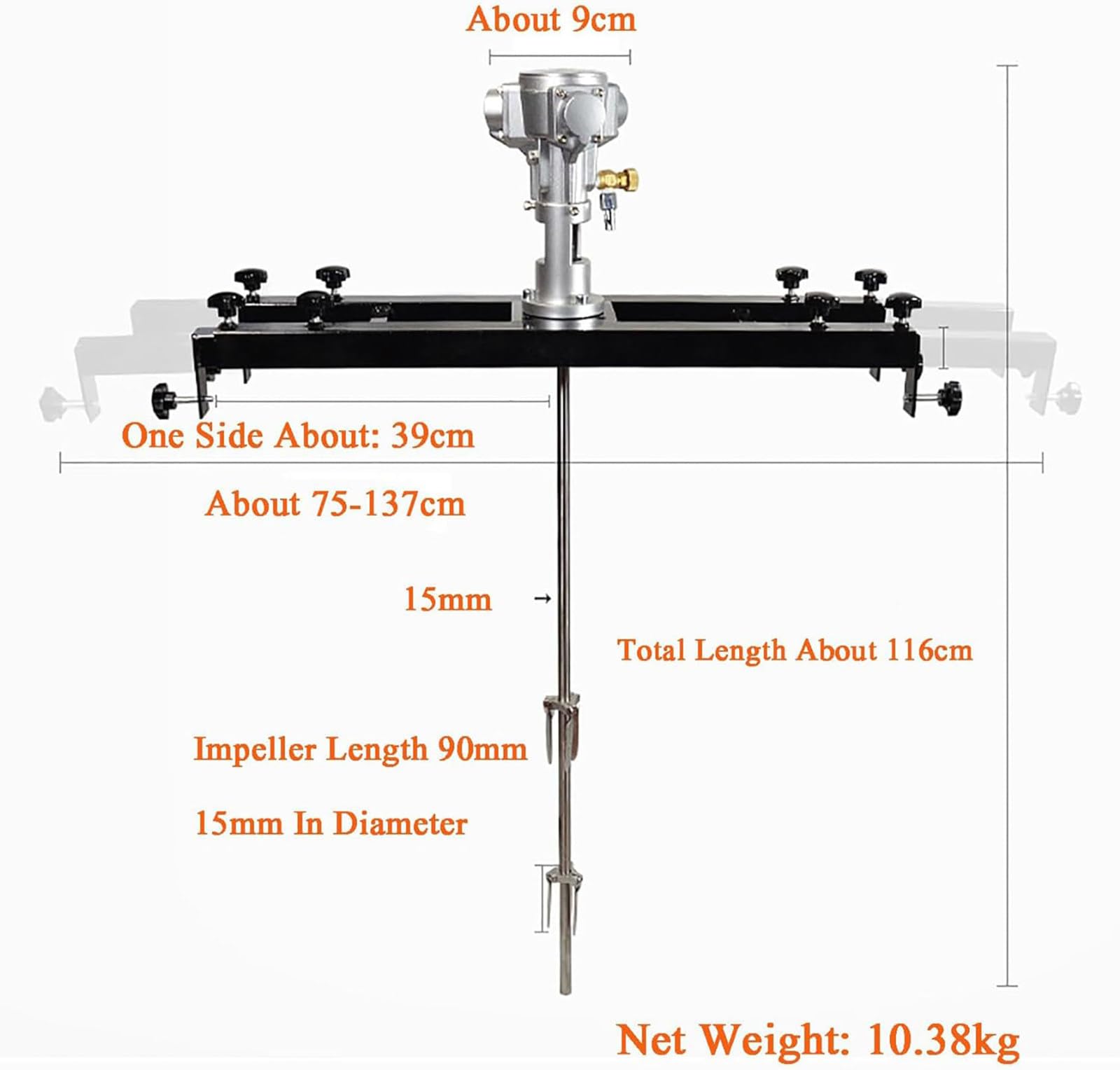 Mezclador de pintura, máquina de agitación neumática de 1/2 HP con colgador de soporte y hélice plegable, ideal para disolver tinta líquida viscosa y materiales de revestimiento