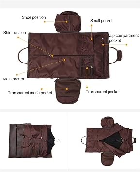 Garment Bag with Shoes, Full Grain Leather, Customized | Carry on Duffle Bag for Men Women, Weekender Business Suitcase for Travel Suit Coffee, Hanging