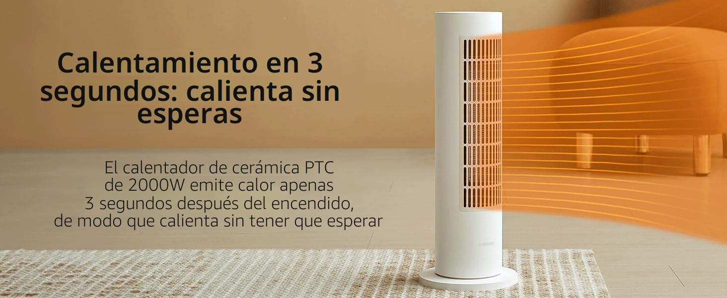 Xiaomi Mi Heater Tower Lite White EU BHR6101EU - 2000W de potencia, 4 modos de funcionamiento, 70° de ventilación, blanco (Versión ES + 3 años de garantía)