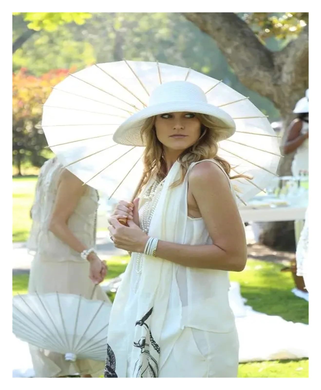 Sonnenschirm Hochzeit 30–50 Stück 80 cm Papierschirm – DIY weißer Sonnenschirm for Hochzeitsfotos, Cosplay-Requisite, Sommer-Weißparty & Stranddekor