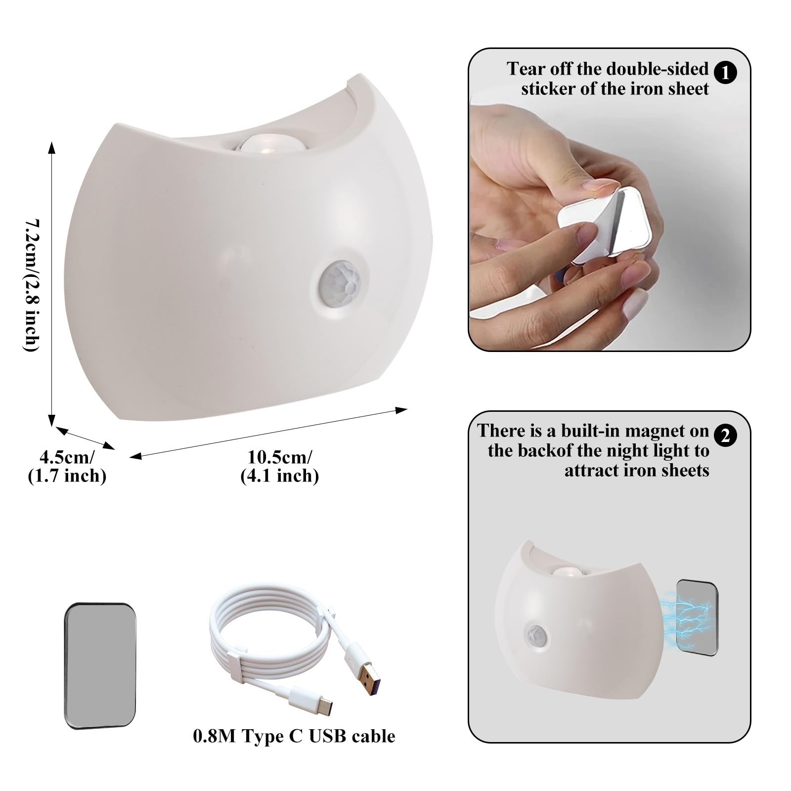 LED Lampada da Parete con Sensore di Movimento Lampada a Muro Dimmerabile 2700K/4500K/6500K Applique da Parete Interno USB Ricaricabile per Corridoio Balcone Soggiorno (Oro,2 Pezzi)