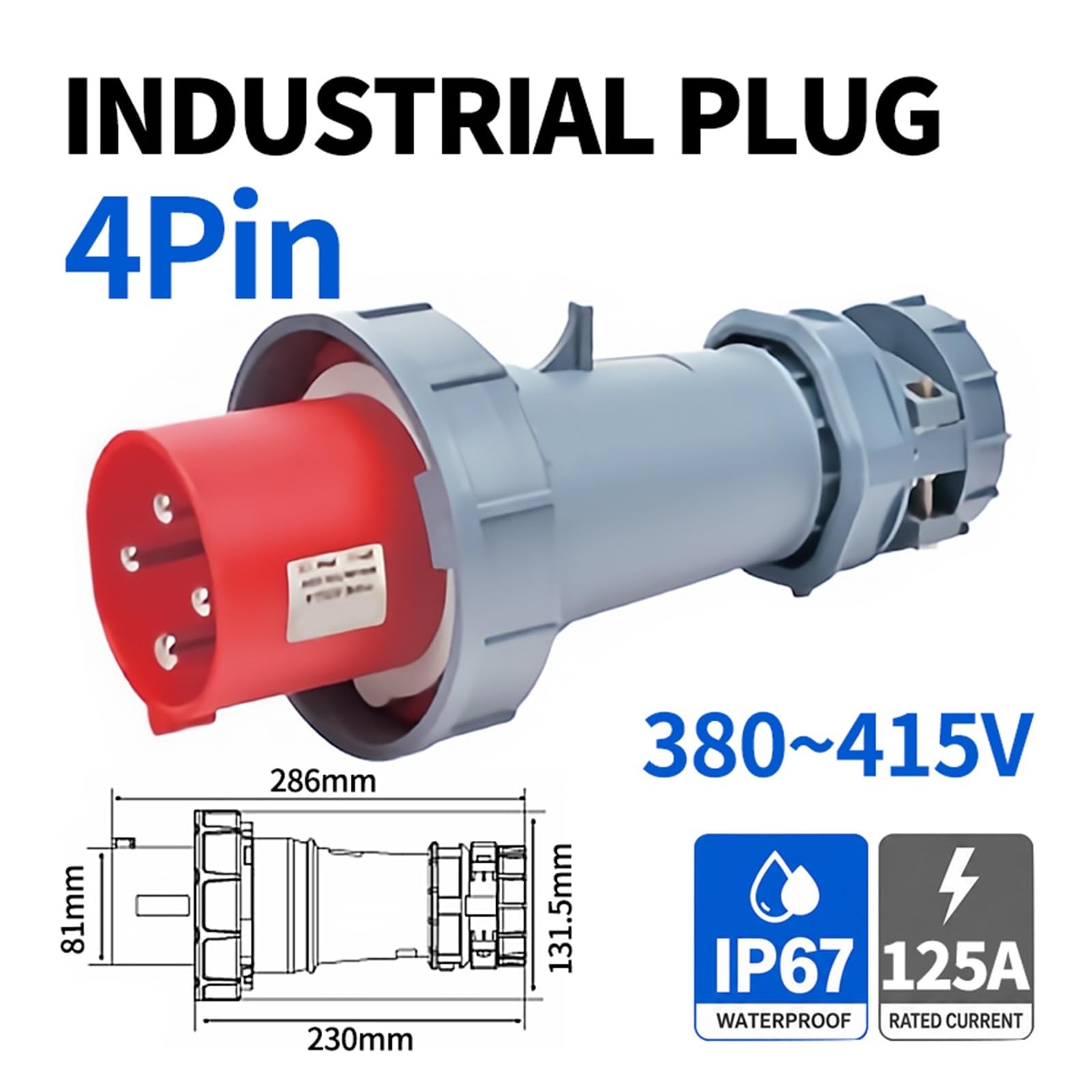 Presa impermeabile IP67 da 125 A