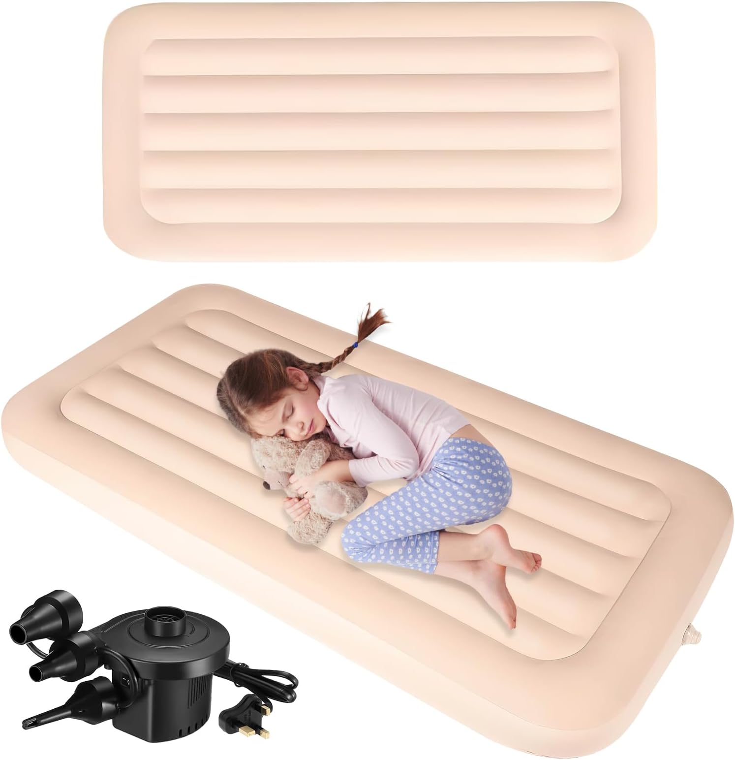 2 Pack Single Inflatable Mattress for Kids, 140 x 70 x 20 cm Children Air Mattress with Electric Pump, Inflatable Bed for Kids Sleepover Tent Slumber Party Camping Sleeping Pad Tent (140 x 70 x 20 cm)