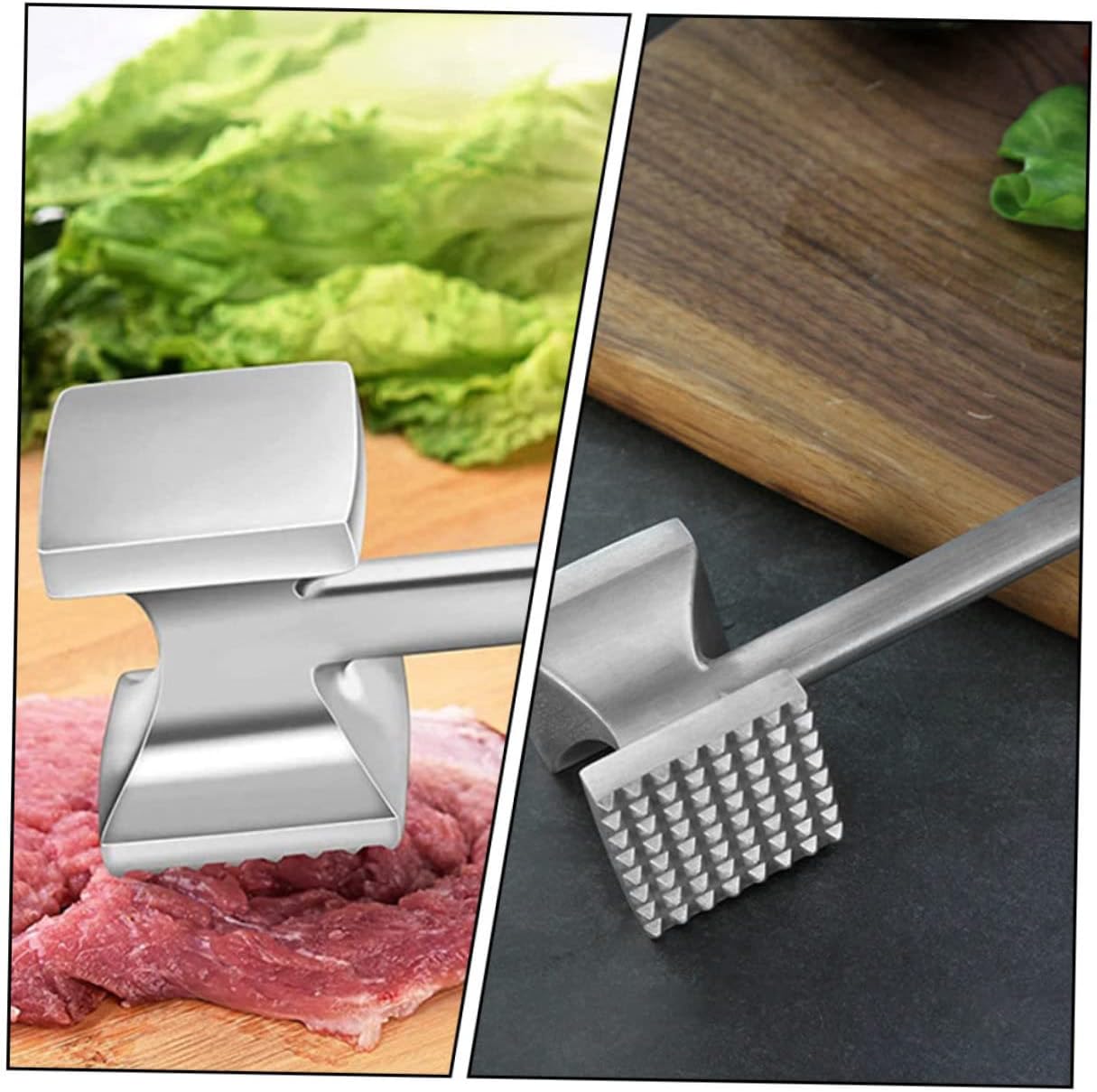 PRETYZOOM 1pc Stainless Steel Meat Tenderizer Hammer Double-sided Beef Mallet Meat Tenderizing Tool for Hanging Storage