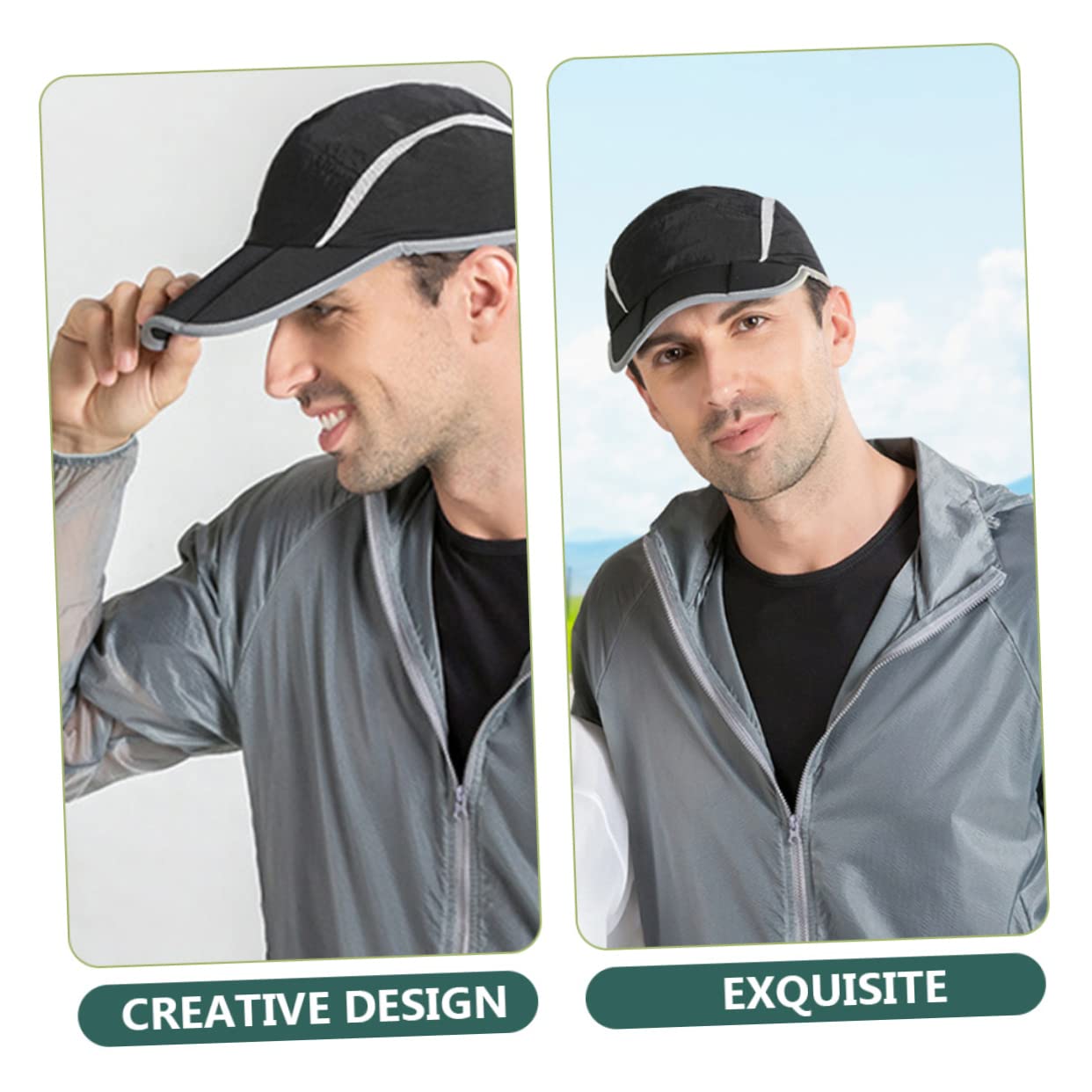 SOIMISS Gorra de Beisbol Gorras Deportivas para Hombre Gorra de Tenis Tapa Hombres encabezamiento Reflectante Gorro Sol Hat Sombreros de Visera para Mujer Sombrero para el Sol Nylon Black
