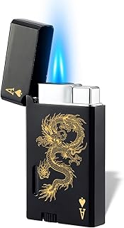 Jet Torch Lighter, Butane Refillable Windproof Gas Cool Lighter, Classic Card MiNi Lighter with Visible Window, Adjustable Torch Lighter, for Outdoor, Indoor, Camping, BBQ, Candle, Birthday, Gift