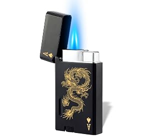 Jet Torch Lighter Butane Refillable Windproof Gas Cool Lighter Classic Card MiNi Lighter with Visible Window Adjustable Torch