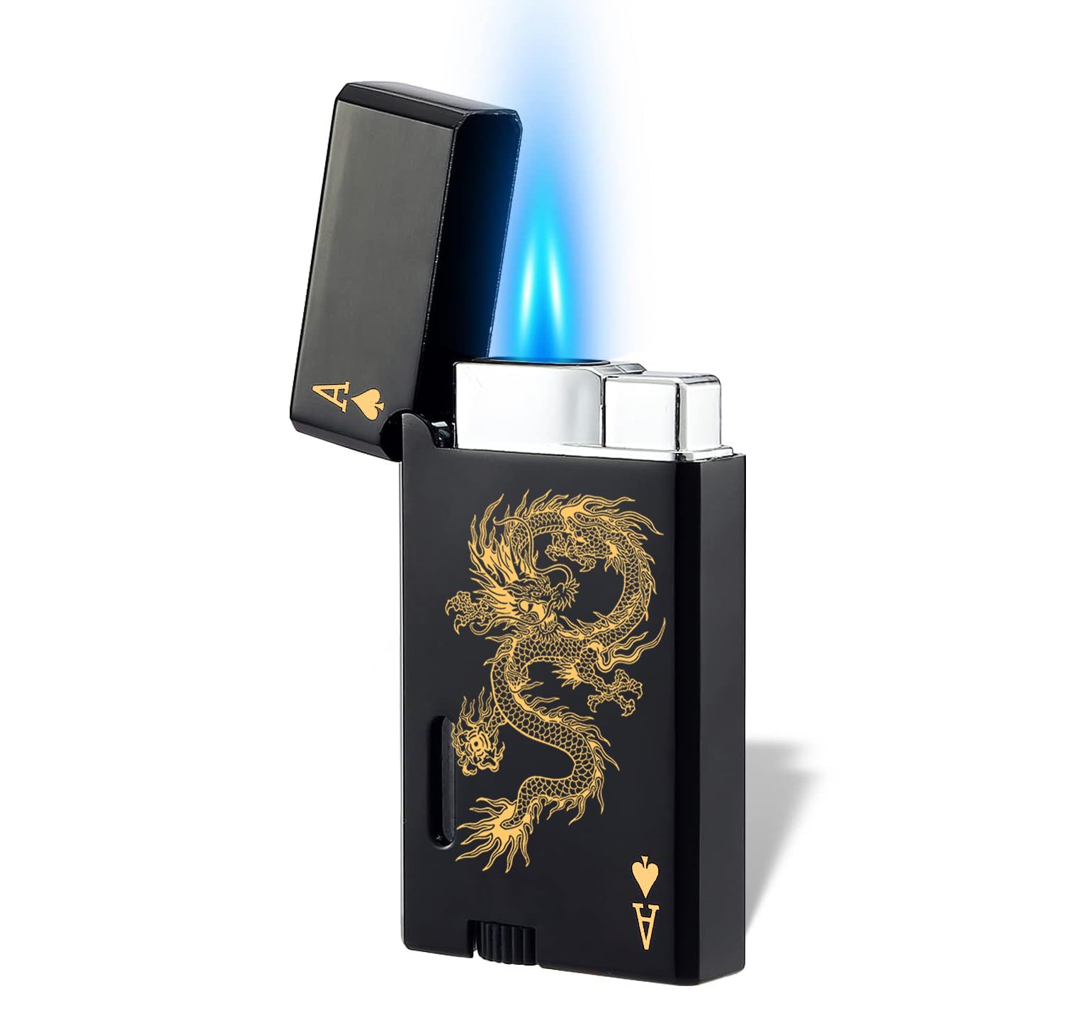 Jet Torch Lighter, Butane Refillable Windproof Gas Cool Lighter, Classic Card MiNi Lighter with Visible Window, Adjustable Torch Lighter, for Outdoor, Indoor, Camping, BBQ, Candle, Birthday, Gift