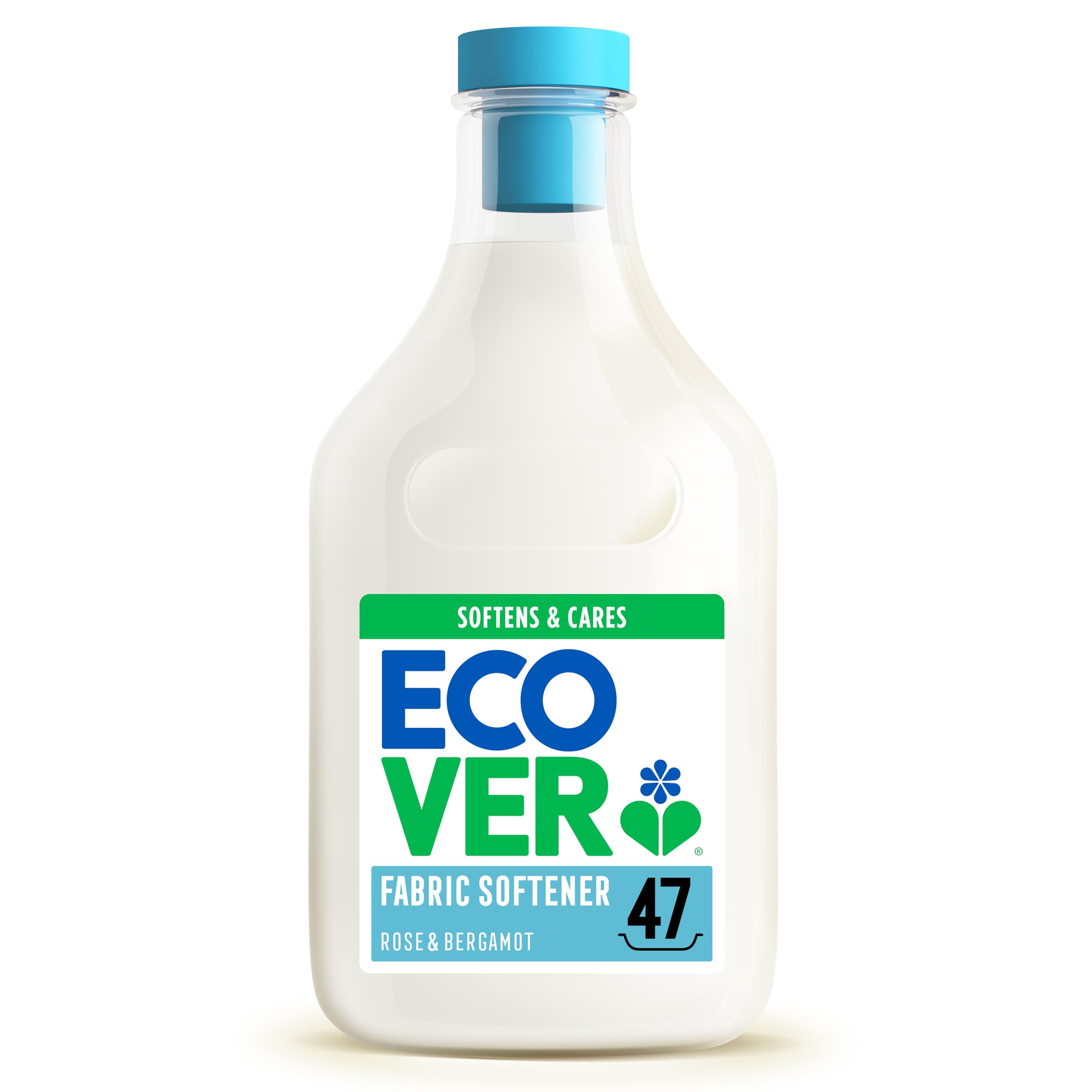 Ecover Fabric Softener, Fabric Conditioner to Soften Your Clothes, Fresh Rose & Bergamot Scent, 1 x 47 Washes, 1 x 1.43L