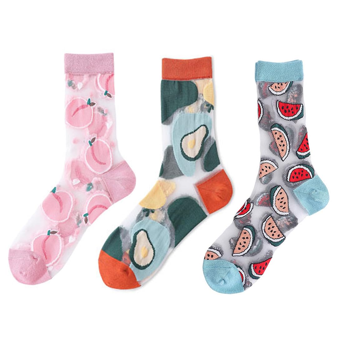 Women Transparent Calf Length Socks | Sweet and Stylish Fruit-Designed Socks-picture-21
