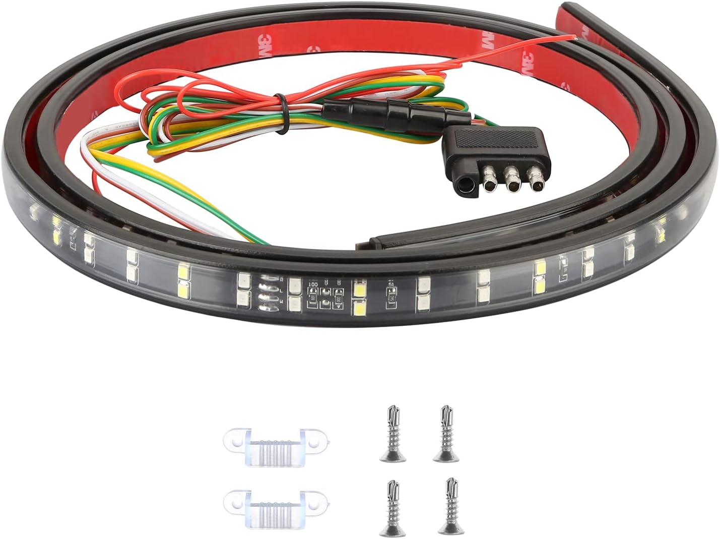 AUTUNEER 60 Inch 2-Row Truck LED Tailgate Light Bar Strip 180LEDs Red/White W...