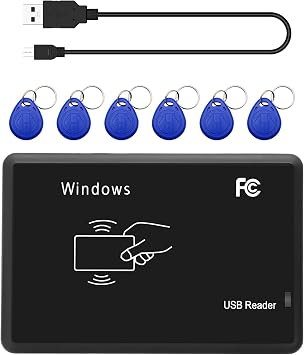 125Khz EM4100 USB RFID ID Card Reader AYWHP Swipe Contactless Card Reader with LED Display for Windows 2000, 2003, XP, Windows 7/8/10