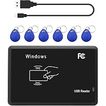 قارئ بطاقات الهوية RFID USB EM4100 بتردد 125 كيلو هرتز AYWHP قارئ بطاقات بدون تلامس مع شاشة LED لأنظمة التشغيل Windows 2000 و2003 وXP وWindows 7/8/10