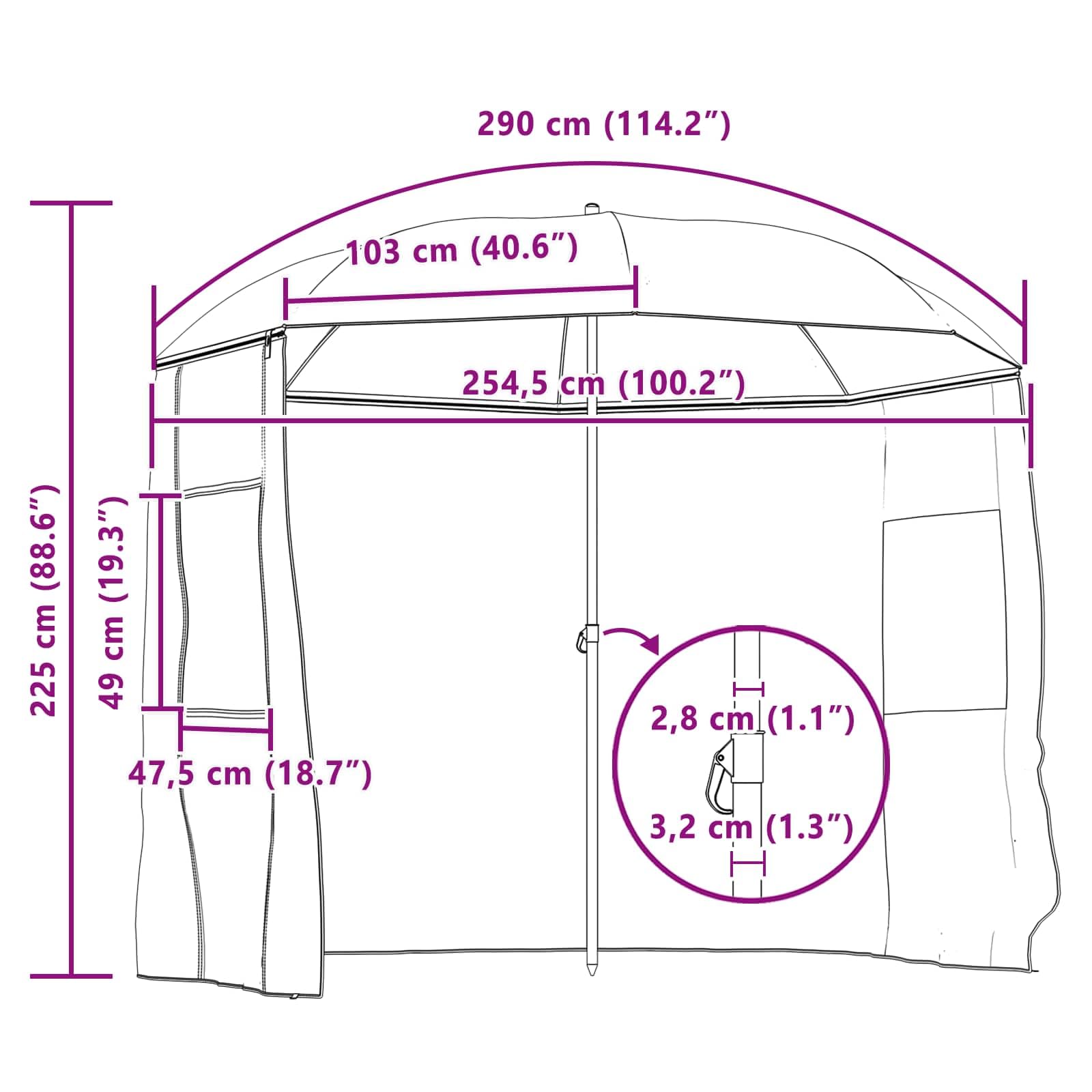 Parasol wędkarski, żółta-wojskowy, wykonany z poliestru Oxford, 300 x 240 cm, z dachem, odporny na działanie promieni UV i wodoszczelny, łącznie z bocznymi ściankami z zamkiem błyskawicznym