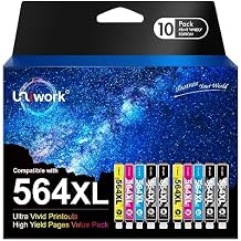Uniwork Compatible Ink Cartridge Replacement for HP 564 564XL Replacement for Photosmart 6520 5520 4620 5510 C410a 6525 5514 OfficeJet 7510 4620 DeskJet 3522 Printer Tray 4BK/2C/2M/2Y 10 Pack