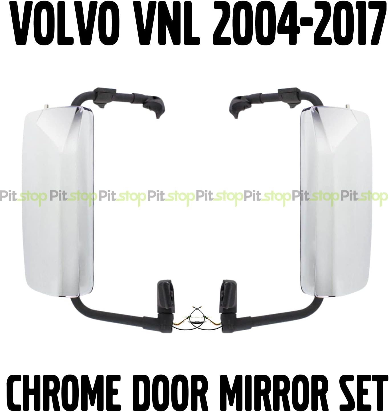 Chrome Heated Power Mirror Set Compatible with Volvo VNL 2004–2018 | Plug & Play | CB Mounts | Driver & Passenger