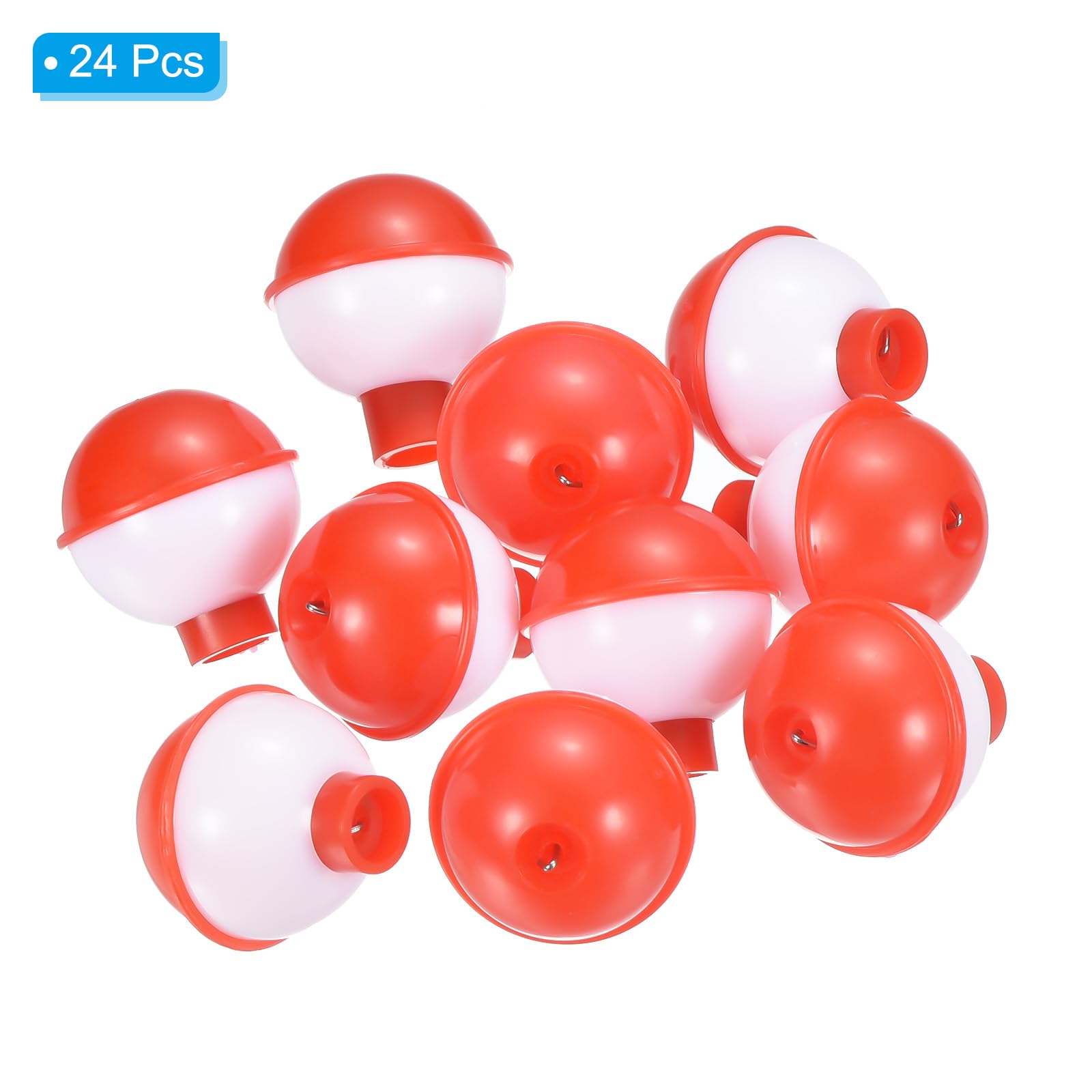PATIKIL 1 Inch Fishing Bobber, 24 Pack Hard ABS Push Button Round Buoy Fishing Float Tackle, Red and White - Image 3