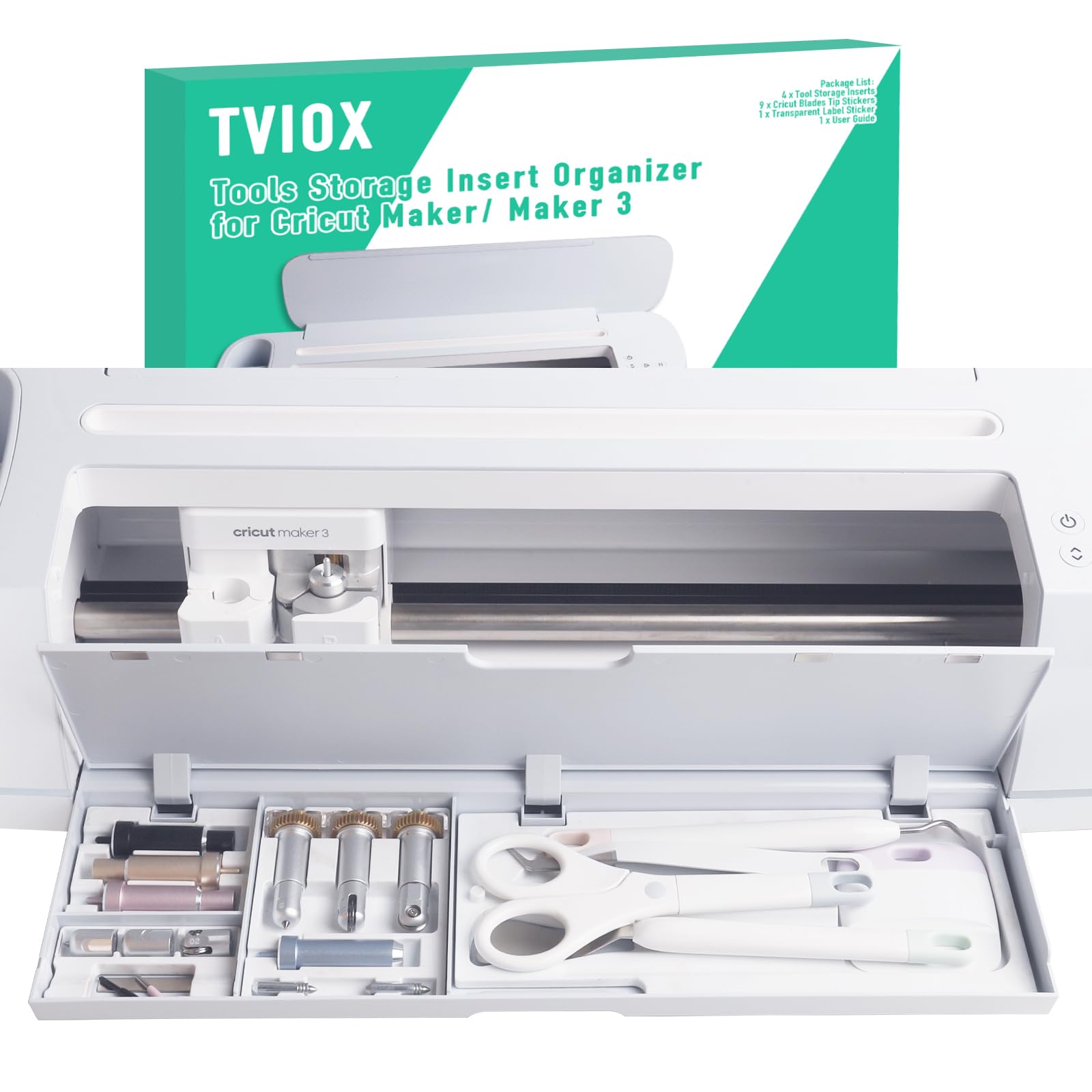 TVIOX Tool Storage Insert Compatible with Cricut Maker 3 & Maker, Drawer Weeding Tools Kit Tray, Blades Housing Quickswap Tip Accessories Organizer, White (Blades Housing and Tools not Included)