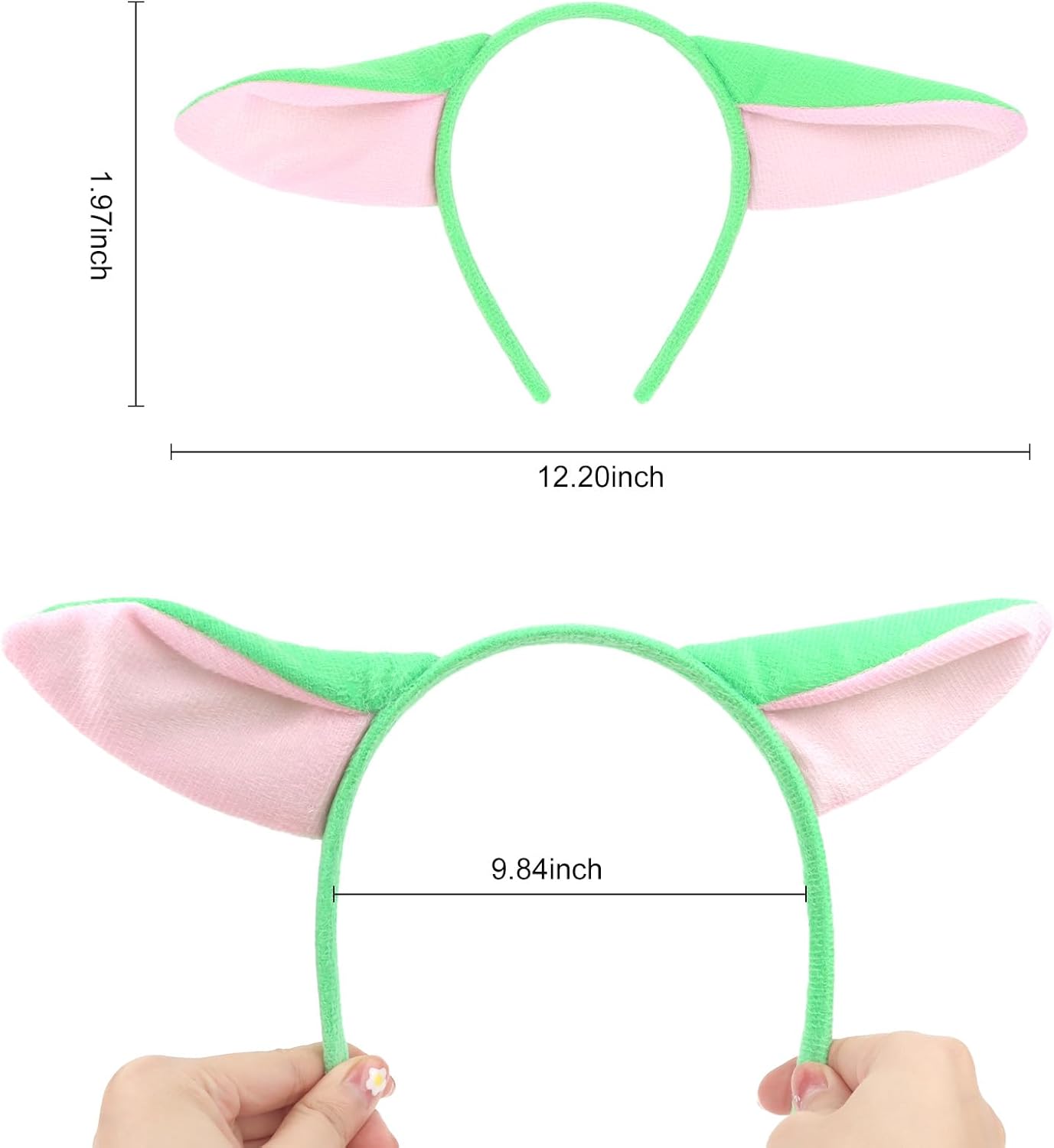 Alien Ears Headband Animal Ears and Horns Headband Adult Plush Cute Ears Headbands Halloween Christmas Festival Theme Party Animal Cosplay Costume Green Headbands for Women - Image 2