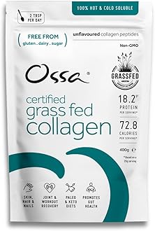 Ossa Certified Grass Fed Collagen Peptides Powder 400g – All Natural Protein & Collagen Supplement with Essential Amino Acids – Keto & Paleo Friendly – Supports Hair, Skin, Joints & Muscles