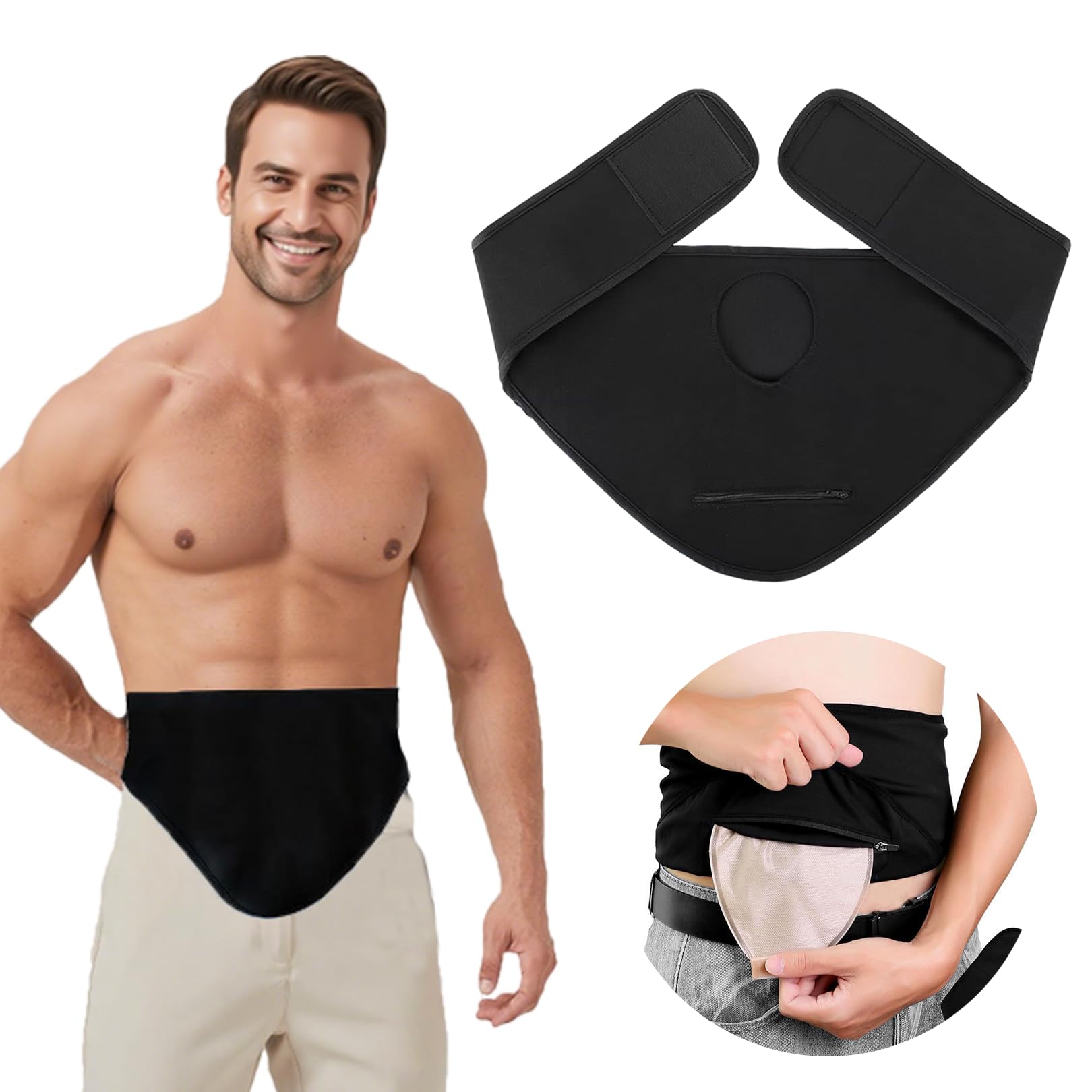 Cintura per stomia da uomo e donna, regolabile, per stomia e colostomia, cinture invisibili, cintura per la cura dell'ileostomia addominale, per sport, nuoto e attività all'aperto