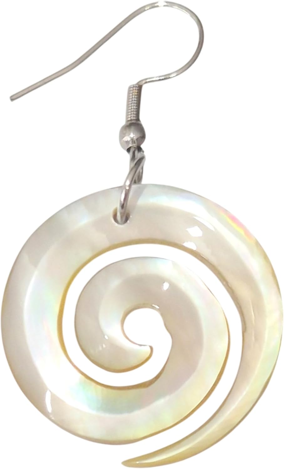 Natural Mother of Pearl Earrings, Hand Carved Spiral Mother of Pearl Shell Earrings for Women, Dangle Drop Seashell Earrings Fashion Jewelry AA027-A - Image 5